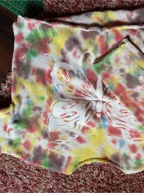 Urban Outfitters Multicolor Tie-Dye Crewneck Sweater with White ButterflyGraphic
